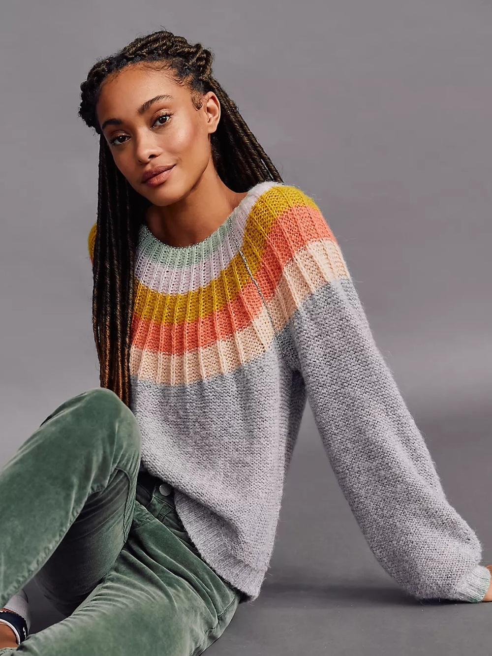 Anthropologie Sweater Gray Colleen Scoop Neck Alpaca Wool Blend Size XS